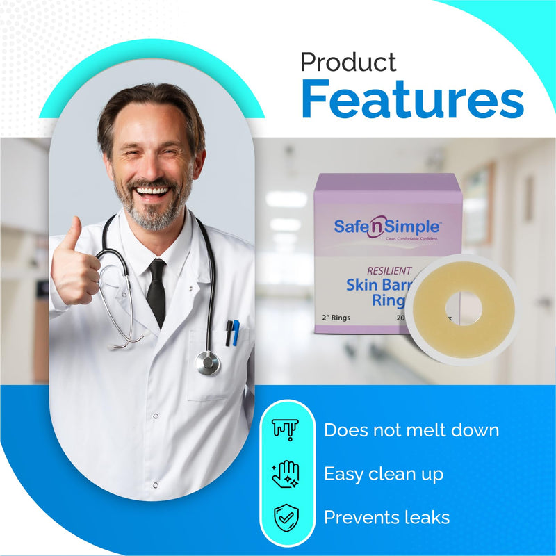 [Australia] - Safe n' Simple Resilient Skin Barrier Ring - 2" - Colostomy & Ostomy Barrier Ring - Ileostomy & Colostomy Supplies Rings - Adhesive Urostomy & Ostomy Supplies - Skin Adhesive Barrier Ostomy Rings 2 Inch (Pack of 20) 