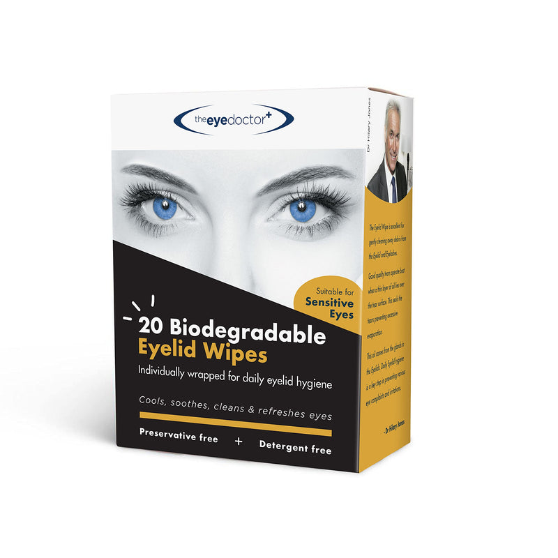 The Eye Doctor Eyelid Wipes – 80 x Single use Eyelid Wipes – Suitable for Sensitive Eyes, Dry Eyes, Blepharitis & MGD - Detergent and Preservative Free Eye Wipes Biodegradable Wipes 80 Count (Pack of 1)