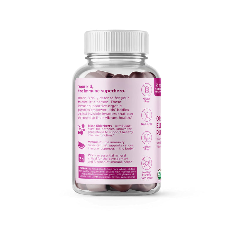 Hyland's Kids Organic Elderberry Plus Gummies, Organic Black Elderberry with ZINC and Vitamin C, Immune Support for Children, 48 Vegan Gummies (Pack of 2) Kids - 96 Count