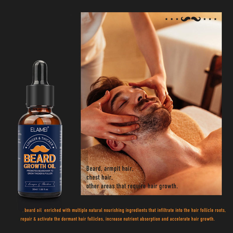 [Australia] - Beard growth set, beard growth kit with beard roller 0.25 mm, beard growth serum oil, beard growth kit, hair growth for men, thickening and strengthening for hair growth and beards 