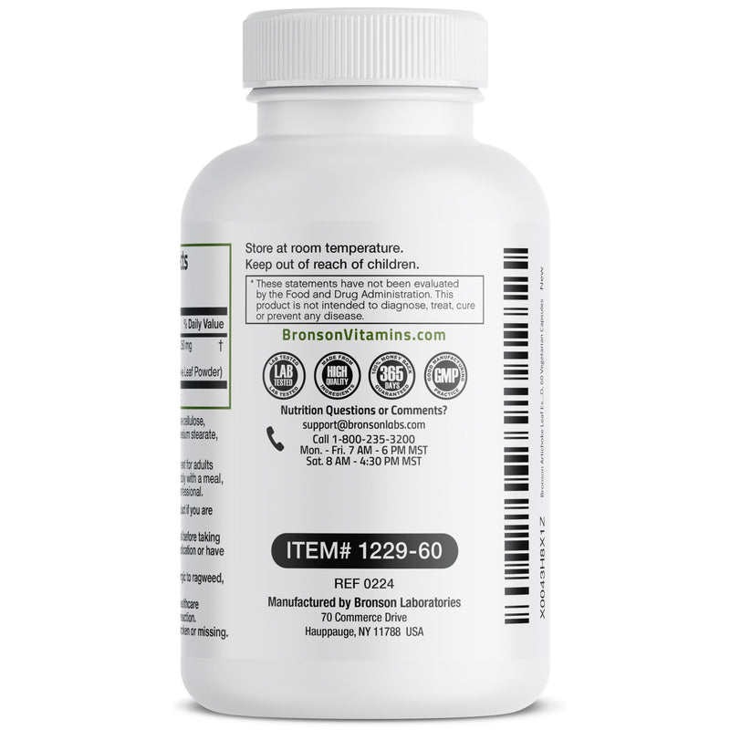 [Australia] - Bronson Artichoke Leaf Extra Strength Supports Healthy Digestion Healthy Liver Function, Non-GMO, 60 Vegetarian Capsules 60 Count (Pack of 1) 