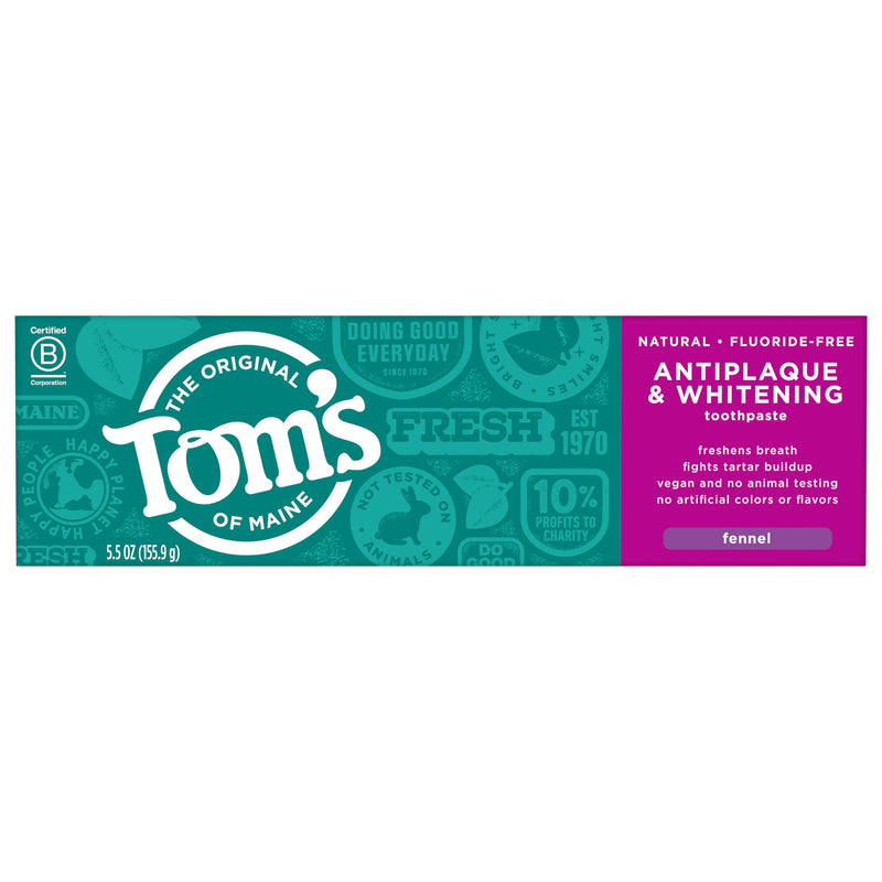 [Australia] - Tom's of Maine Fluoride-Free Antiplaque & Whitening Natural Toothpaste, Fennel, 5.5 oz. 2-Pack 11 Ounce (Pack of 1) 