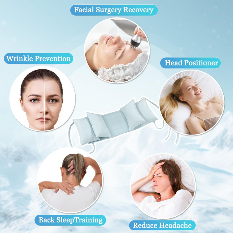 [Australia] - Beauty Pillow - Anti Wrinkle Aging Face Up for Sleeping Upright Back Training Post Eye Surgery Wrinkle Prevention Neck Stabilization Head Positioning (Cooling Fabric) Blue-cooling 