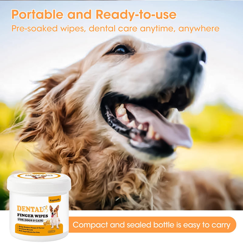 Dental Care Finger Wipes for Dogs & Cats, Reduces Plaque & Tartar Freshens Breath, Pre-Soaked Pet Teeth Wipes, Easy to Use Disposable Oral Cleaning Pads, Peanut Flavor Peanut Butter 50 Count - PawsPlanet Australia