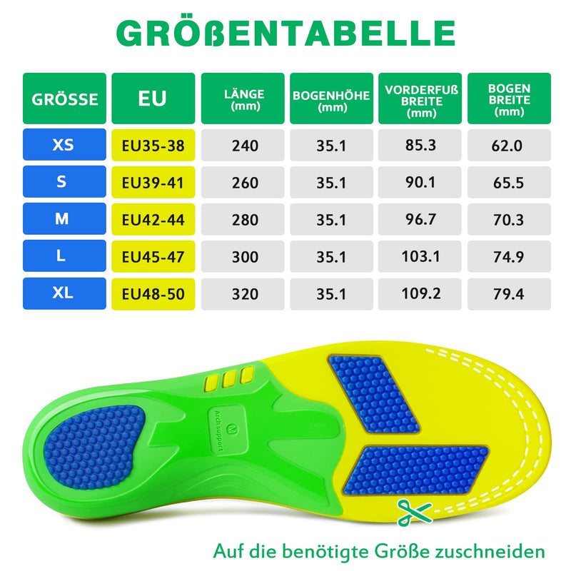 [Australia] - Popzoom Heel Spur Insoles Orthopedic Insoles - Orthopedic Insoles for Flat Feet, Plantar Fasciitis Shoe Insoles - Gel Insoles Sports - S (Green) Green S (EU39-41)-26CM 