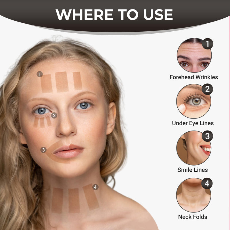 Silicone Face Tape | Anti-Wrinkle Face Tape | 2 Rolls with Different Widths for Custom Fit | Toning, Firming & Tightening Tape | Gentle on Sensitive Skin | Overnight Hold for Wrinkles and Fine Lines