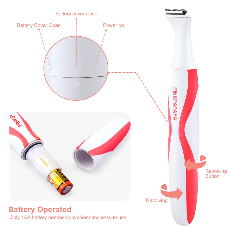 Electric Bikini Trimmer for Women,4 in 1 Electric Shaver,Bikini Line Hair Removal and Facial Hair Remover,Face Razors & Nose Hair Trimmer,Women's Grooming Kit,Tomato/p9k8 Tomato