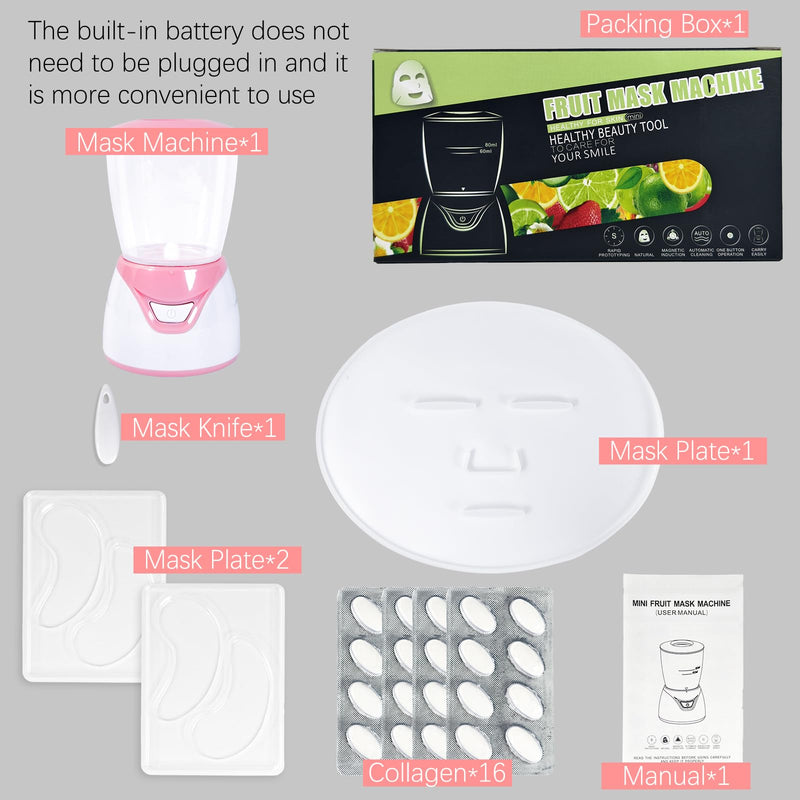 [Australia] - Facial Mask Machine, Mini Face Mask Maker, Fruit Vegetable Home Automatic DIY Skin Food Sheet Cream Mask SPA Care, Beauty Machine for Facial/Eye, with Mask Molds, 001 #001 