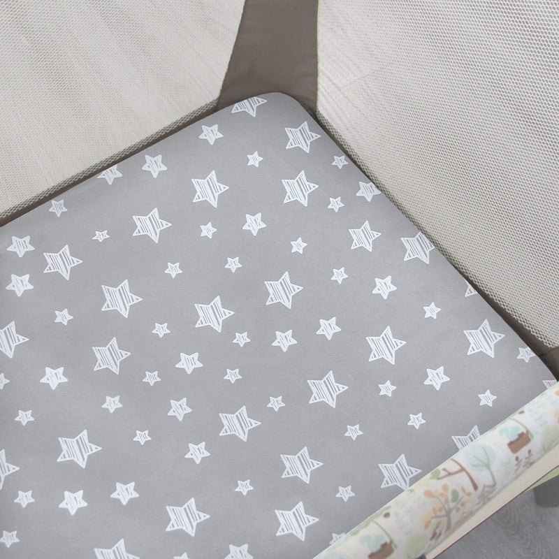 [Australia] - Pack and Play Sheets, 2 Pack Mini Crib Sheets, Stretchy Playard Fitted Sheet, Compatible with Graco Pack n Play, Soft and Breathable Material, Stars & Bunny Stars&bunny playard sheet 