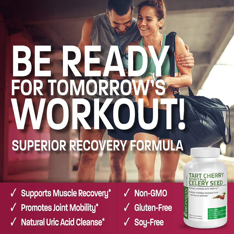 [Australia] - Bronson Tart Cherry Extract + Celery Seed Capsules - Powerful Uric Acid Cleanse, Joint Mobility Support & Muscle Recovery Supplement - Non-GMO Formula - 60 Vegetarian Capsules Unflavoured 60 Count (Pack of 1) 