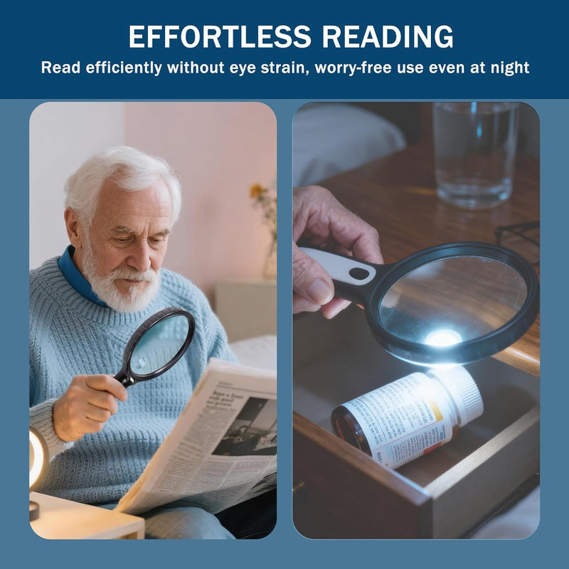 [Australia] - iMagniphy Large Magnifying Glass with Light - 5.5-inch Lens Magnifier, 2X & 5X Magnification for Seniors with Macular Degeneration - Lighted Magnifying Glass for Reading, Soldering, Cross Stitch 