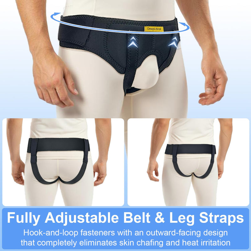 Comfortable Hernia Belt Truss for Men & Women - Custom Fit Double/Single Inguinal/Sports Hernia Support Groin for Left Right|Upgraded Hernia Braces/Adjustable Straps for Pre&Post Surgery Pain Relief