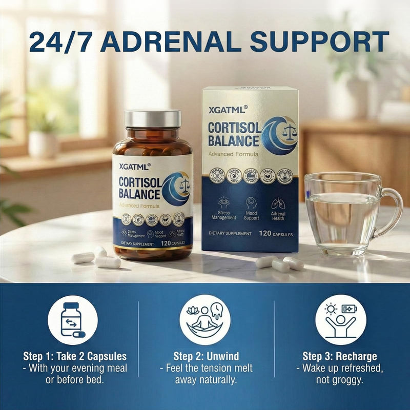 Cortisol Supplements for Women & Men, High Strength Formula | with Magnesium Glycinate and L-Theanine, Advanced Stress Management and Calm Energy Formula for Mood Balance