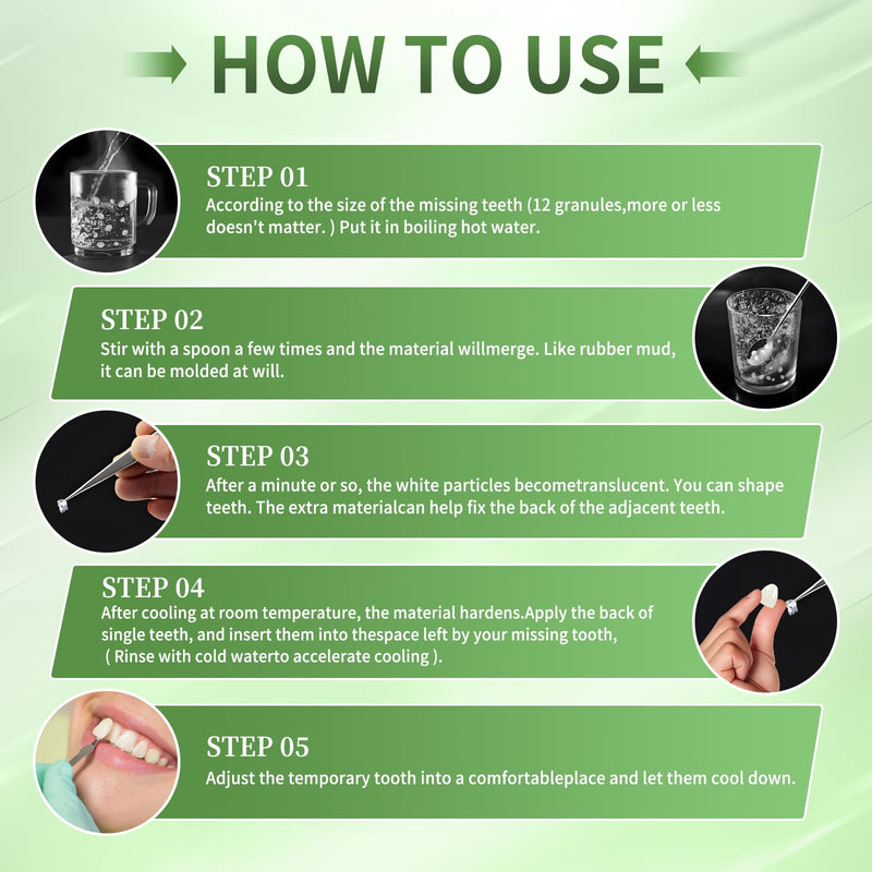 Tooth Repair kit for Filling The Missing Broken Tooth and Gaps-Moldable Fake Teeth and Thermal Beads Replacement Kit-White-A04