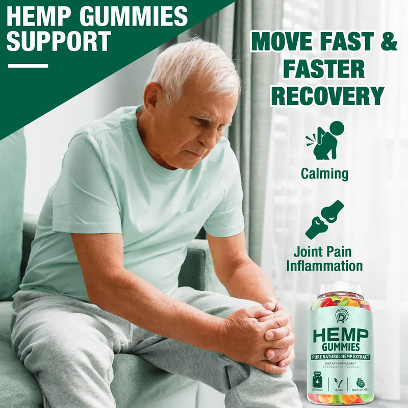 Hemp Gummies (3 Pack) for Sleep, Pain, Anxiety - High Potency Extra Strength Hemp Oil Gummies - Low Sugar Organic Bear Edible Candy Hеmp Supplement Gummy