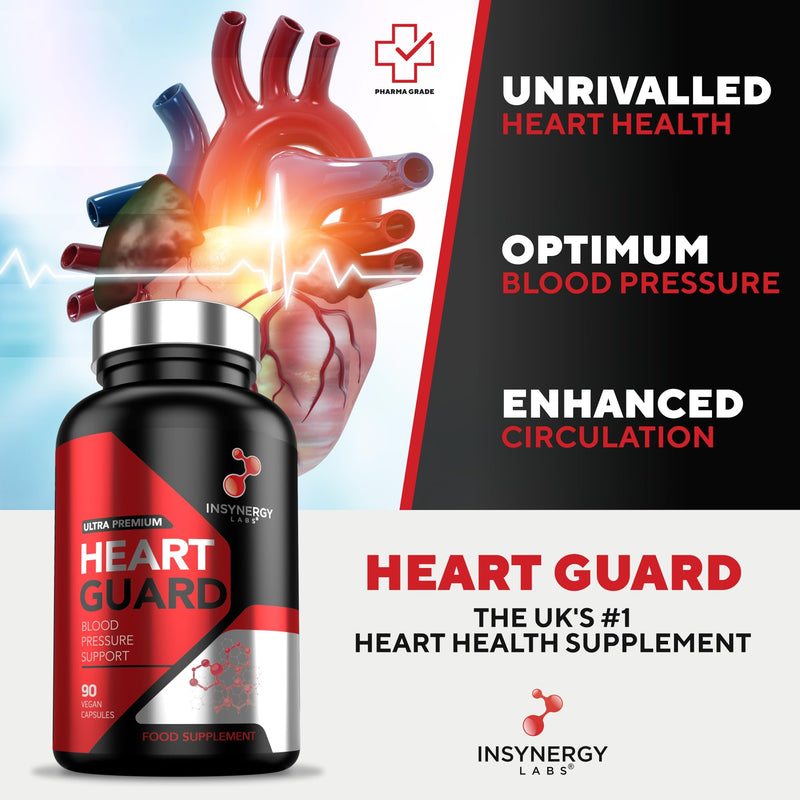 Heart Guard - Premium Blood Pressure Supplement (Maximum Dosage in UK) 13 Ingredients Blood Pressure Tablets 90 Vegan Capsules Heart Health Blood Pressure Support