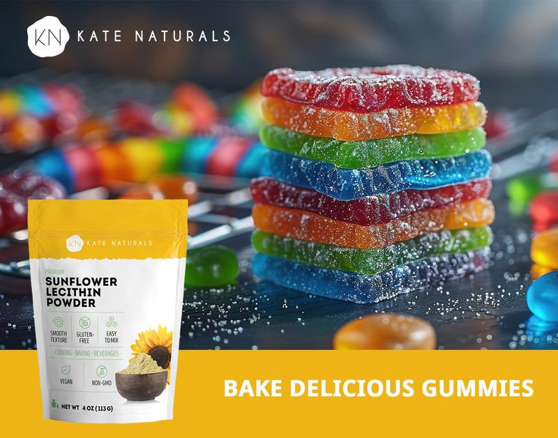 [Australia] - Kate Naturals Sunflower Lecithin Powder for Baking Bread, Gummies, Cooking (4oz) 100% Natural, Gluten Free, Non-GMO Substitute for Lecithin Powder for Liposomal Vitamin C, Lactation Supplement 11 Servings (Pack of 1) 