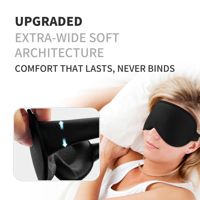 [Australia] - 3D Sleep Mask for Men Women 2 Pack, Blackout Eye Mask for Sleeping Eye Mask for Side Sleeper, Memory Foam Adjustable&Washable, Airplane Travel Essentials Couples Yoga Meditation Office Black & Black 1 Count (Pack of 2) 