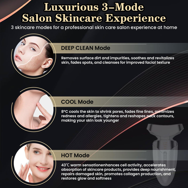 [Australia] - Red Light Beauty Device for Face and Neck, Based on High-end Red and Blue LED Light, Facial Cold and Hot, Vibration Technology, 3 Color Led Face and Neck Beauty Device for Home Use, Pearly White 