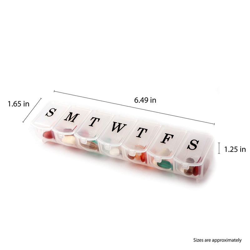 Deke Home - Weekly Pill Organizer, 7 Day Pill Box with Large Compartments & Snap-Shut Lids, Easy Open, BPA Free Plastic Medicine Organizer for Pills, Vitamins & Supplements, Travel Friendly 7 Count (Pack of 1)