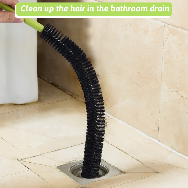 [Australia] - Sewer Drain Brush, Bendable Long Pipe Cleaners Flexible Cleaning Tool for Home Kitchen Sink, Shower and Bathtub Hair Clogs Black+brown 