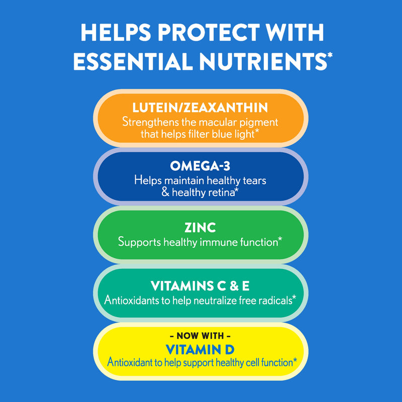 Ocuvite 50+ Eye Vitamin & Mineral Supplement, Multivitamin for Vision & Ocular Health with Omega-3, Zinc, Vitamins C & E, Lutein & Zeaxanthin, Zinc Supplements for Women and Men, 50 Softgels 50 Count (Pack of 1)