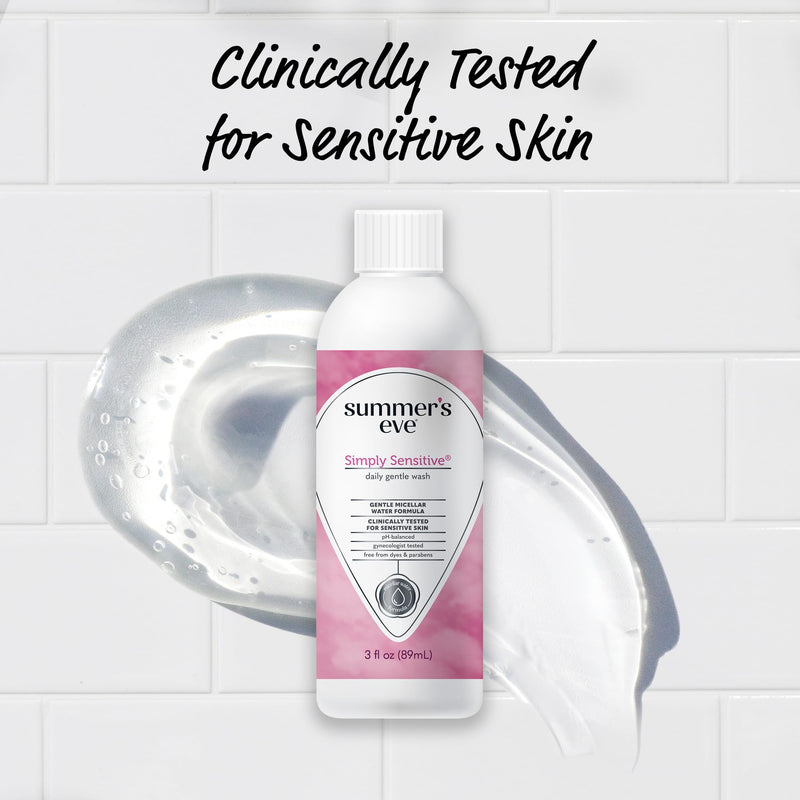 [Australia] - Summer's Eve Simply Sensitive Daily Gentle All Over Feminine Body Wash, Removes Odor, Feminine Wash pH Balanced, Travel Size 3 fl oz, 3 Pack Floral 3 Fl Oz (Pack of 3) 