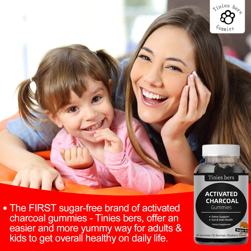 [Australia] - Activated Charcoal Gummies Sugar Free, 400mg Charcoal Supplements from Coconut, Quicker to Cleanse, Detox, Gas Relief, Gut & Oral Health for Adults & Kids, Gluten Free, Non GMO, Vegan, Pectin, 60 60 Count (Pack of 1) 