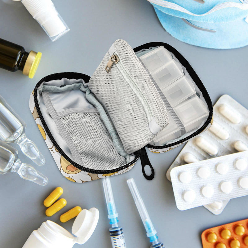 Fustylead Cute Cartoon Duck Travel Pill Organizer Case Zipper for Purse with Removable Weekly Pill Box for Medicine, Vitamin, Supplement Medicine Organizer