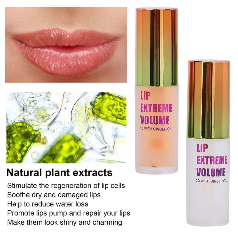 Lip Plumper Set, 2 Pcs Natural Plant Lip Care & Enhancer Set, Lip Gloss, Lip Moisturizing Beautiful Fuller, Lip Enhancer for Fuller, Lip Mask, Hydrating & Reduce Fine Lines, Day & Night Serum