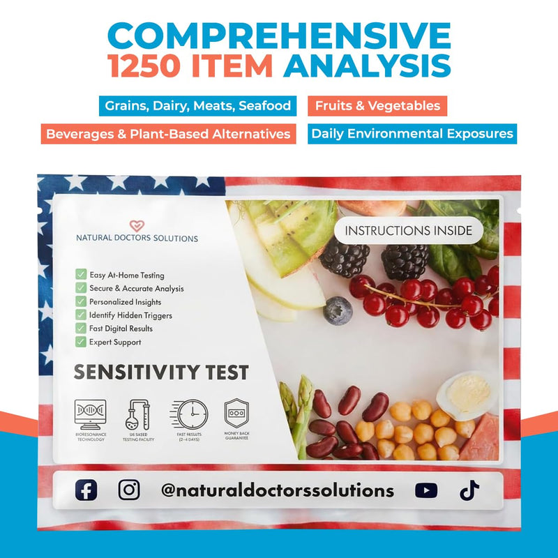 Premium 1250 Item Food Sensitivity Test, Hair Analysis Kit, At Home Collection, Food and Environmental Sensitivity Insights, Digital Results in 2 to 3 Days Premium (1250 Items)