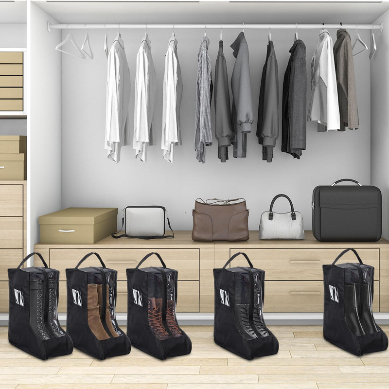 Sanwuta 4 Pcs Black Portable Boots Bag for Cowboy Boots Tall Boot Storage Bags Portable Waterproof Protector Tools for Travel and Daily Wardrobe Shoe Cabinet and Other Home