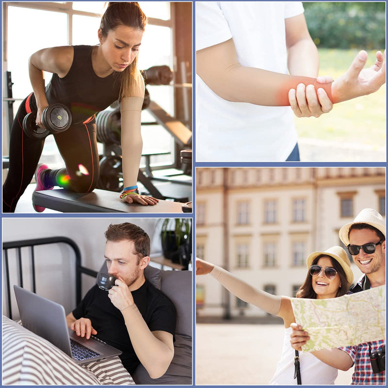 [Australia] - beister Medical Compression Arm Sleeve for Men WomenÔºàSingleÔºâ, 20-30 mmhg Full Arm Support for Pain Relief, Lymphedema Beige Large 