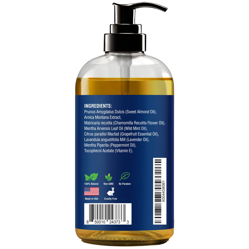 [Australia] - Sore Muscle Massage Oil 8 fl oz - Body Massage Oil for Massage Therapy - Peppermint, Lavender, Arnica Oil for Pain Relief, Muscle Relaxing - Nexon Botanics Sore Muscle 