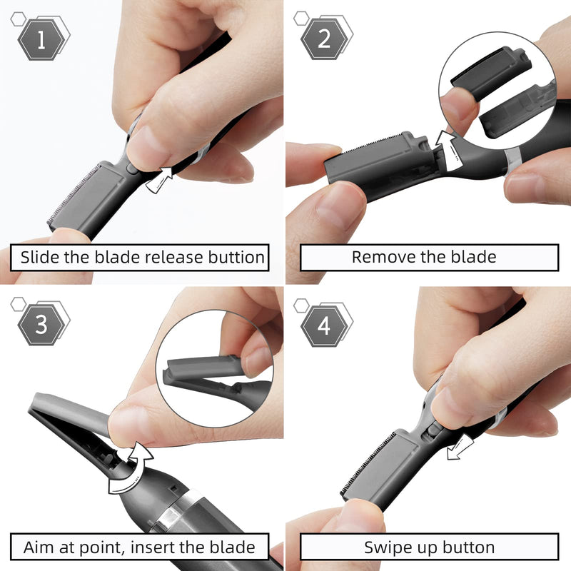 [Australia] - Eyebrow Trimmer and Facial Hair Remover, Rechargeable Hair Removal Women's Electric Shaver Razor for Peach Fuzz Chin Cheek Upper Lip (Black) Black 