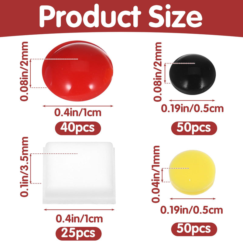 165Pcs Bump Dots for Visually Impaired, Assorted Sizes Adhesive Low Vision Aids Braille Stickers Silicone Raised Tactile Dots for Blind & Elderly (Red, Yellow, Black, White)