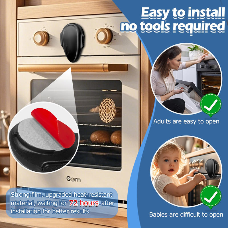 [Australia] - Oven Lock Child Safety (2Pack), Childproof Oven Door Lock, MCOTOP Oven Safety Lock, Heat-Resistant Material no Tools Need or Drill, Oven Door Lock Child Safety Easy to Install (Black) BLACK-2 Pack 