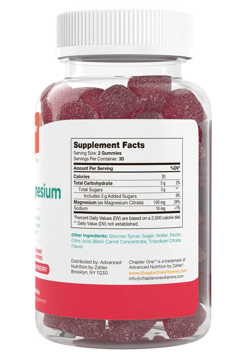 [Australia] - Chapter One Magnesium Gummies, Great Tasting Magnesium for Kids, Calm Kids Magnesium, Magnesium Gummies for Women and Men, Certified Kosher, (60 Flavored Gummies) Raspberry,Raspberry 60 Count (Pack of 1) 