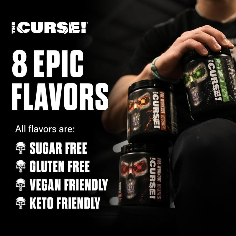 JNX Sports The Curse! Pre-Workout Powder – Watermelon, 250g | Energy, Focus & Endurance Booster | Beta-Alanine, Creatine, L-Citrulline, Caffeine
