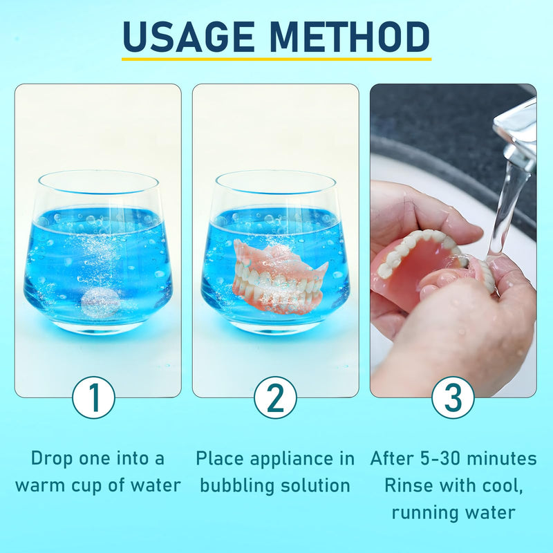 [Australia] - Retainer Cleaner & Denture Cleaning Tablets with 120 Removes Stains, Odors, and Plaque from Aligners, Mouth Guards, Night Guards, and Dental Appliances, 4-Month Supply 120 Count (2 Packs) 