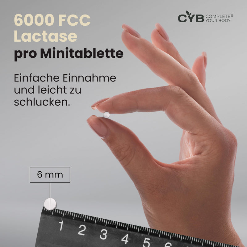 [Australia] - CYB | Lactase 6000 FCC - 100 lactase tablets - For lactose intolerance - Milk intolerance - Practical dispenser with mini tablets - Laboratory tested 