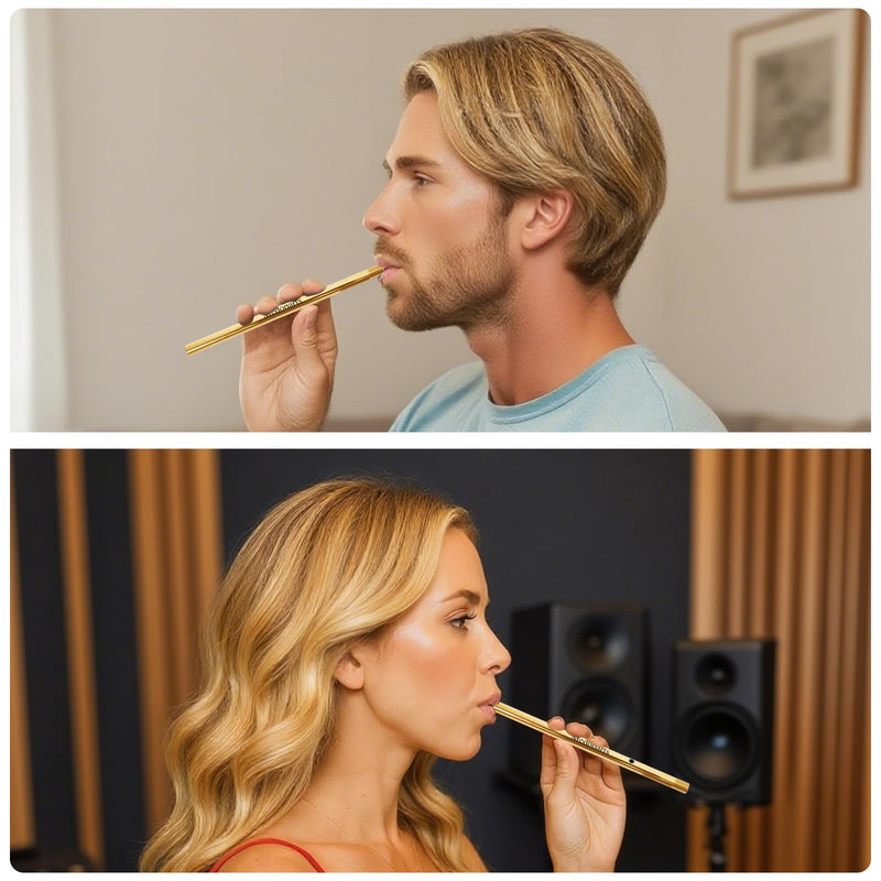 [Australia] - Professional Metal Vocal Training Straws,Singing Breath Control Aid,Portable Voice Exerciser,Improve Tone Resonance and Vocal Technique,For Singers and Teachers (AH) AH 