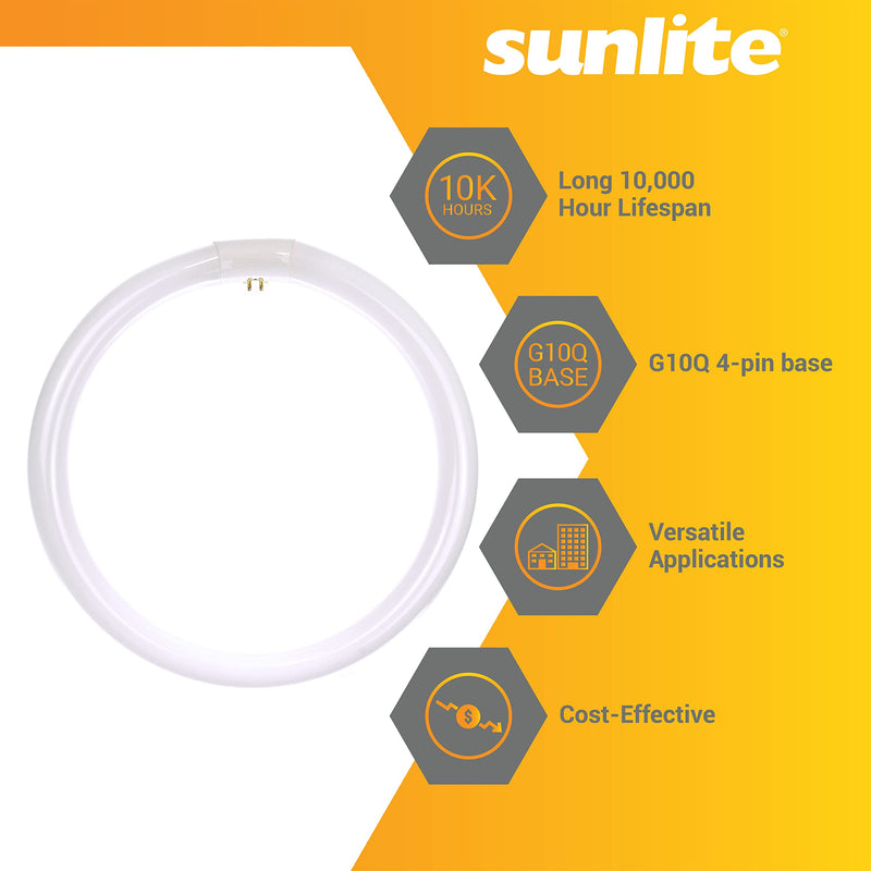 [Australia] - Sunlite 41315 FC12T9/CW T9 Round Fluorescent Circline Lamp, 32 Watts, 2100 Lumens, 4100K Cool White, RoHS Compliant, G10Q 4-Pin Base, 1 Pack 