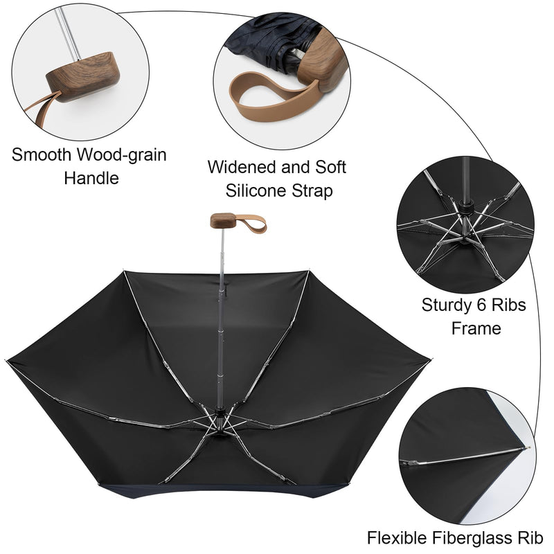 G4Free Mini Travel Umbrella UPF 50+ Ultralight Slim UV Protection Parasol Windproof Compact Umbrella
