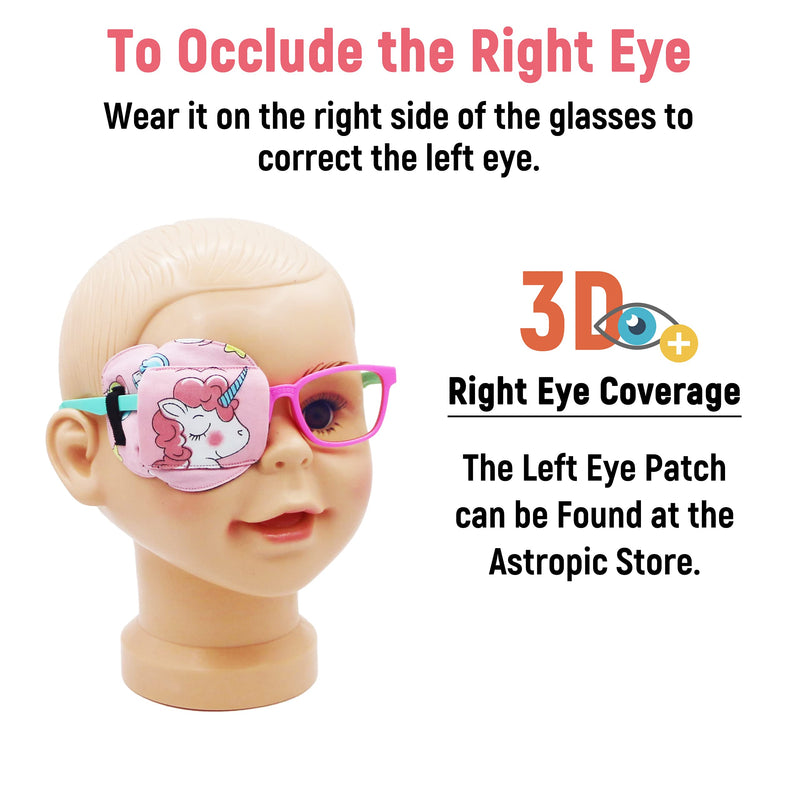 [Australia] - 3D Cotton & Silk Eye Patch for Kids | Girls Eye Patch for Glasses | Medical Eye Patch for Children with Lazy Eye (Pink Unicorn, Right Eye) To Cover Right Eye Pink Hair Unicorn 