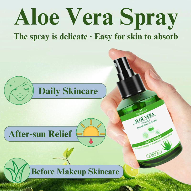 Aloe Vera Spray for Hydrating Nourishing Facial Skin in Winter, Aoe Vera Spray Extract from Freshly-cut Aloe and Cucumber Essence for Moisturizing Skin, Fast Absorbing, Easy to carry, 1.73 oz 1.72 Fl Oz