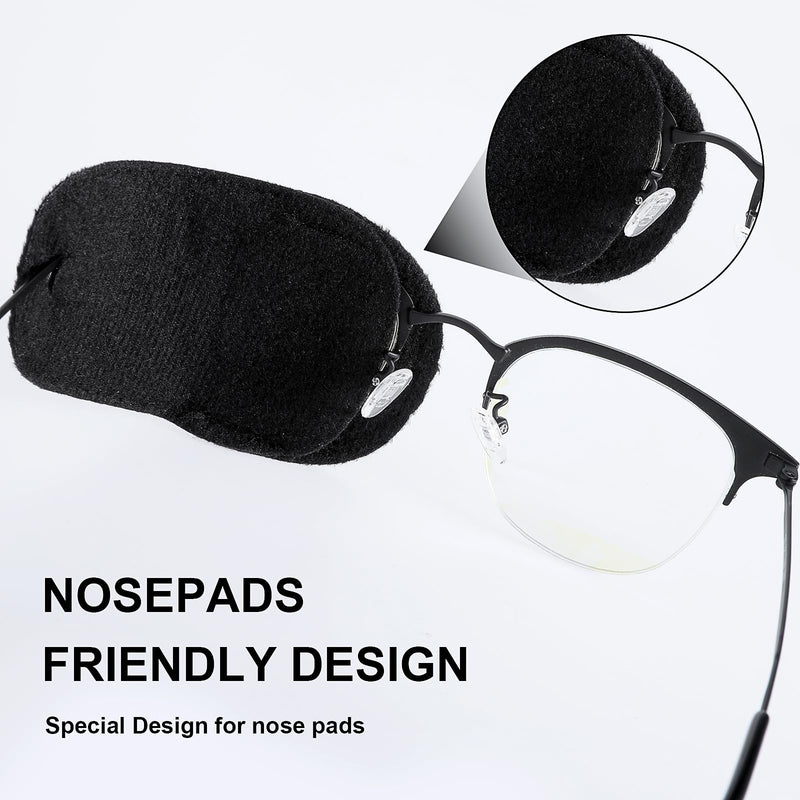 [Australia] - 4 Pcs Eye Patches for Adults Kids, Right & Left Eye Patch for Glasses, Reusable Lazy Eye Patch for Treating Lazy Amblyopia Strabismus After Surgery (Black) 1 Count (Pack of 4) 