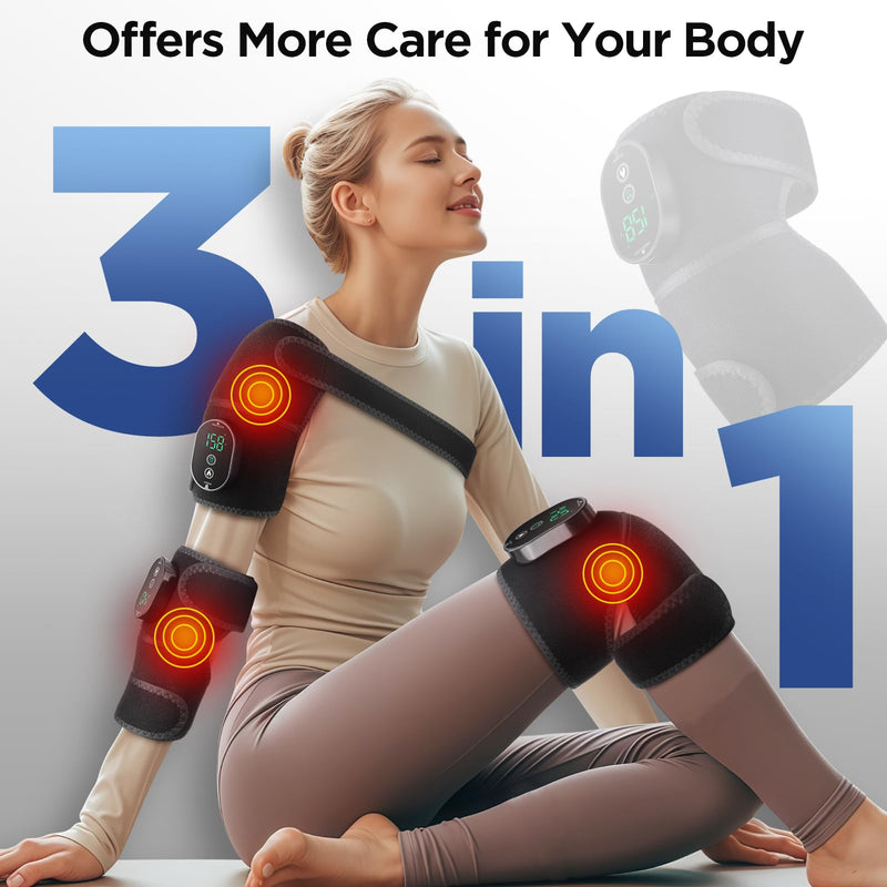 DREAMSOME Cordless Knee Heating Pad, Portable Electric Knee Warmers for Women and Men, Heated Knee Wrap Brace for Joint Pain Relief Heartwarming Christmas Gift for Dad and Mom 2 Pack 2 Pack Heat Only