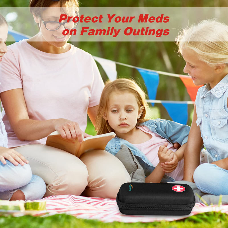 [Australia] - MEDMAX EpiPen Medical Carrying Case, Portable Emergency Bag Hard Shell EVA Shockproof Medicine Bag Organizer for 2 EpiPens, Asthma Inhaler, Anti-Histamine, Auvi-Q, Allergy Medicine Essentials Black M 