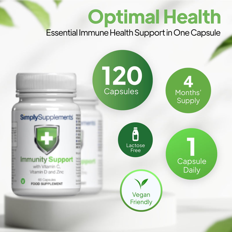 Vitamin C, D and Zinc Capsules for Immunity Support | One-a-Day Formula | 120 Fast Release Capsules = 4 Months’ Supply | Vegan Friendly | Manufactured in The UK Unflavoured (Label) 60 count (Pack of 2)